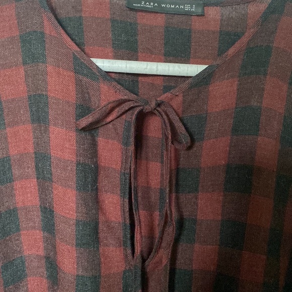 Plaid oversize blouse with fringe trim - Picture 8 of 8